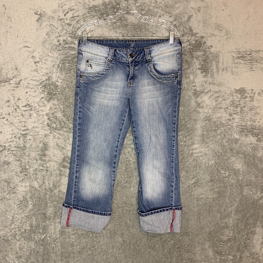 Mavi Jeans Women Low Rise Straight Cuffed Stone Wash Denim Capri 5 Pocket 30